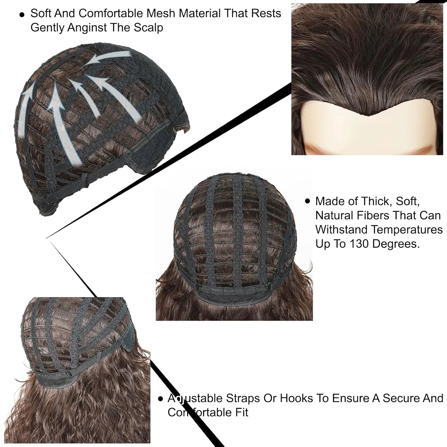 Aicos Brown Beard Set Wigs for Adults Long Curly Wig with Beard for Christmas Halloween Costume Party