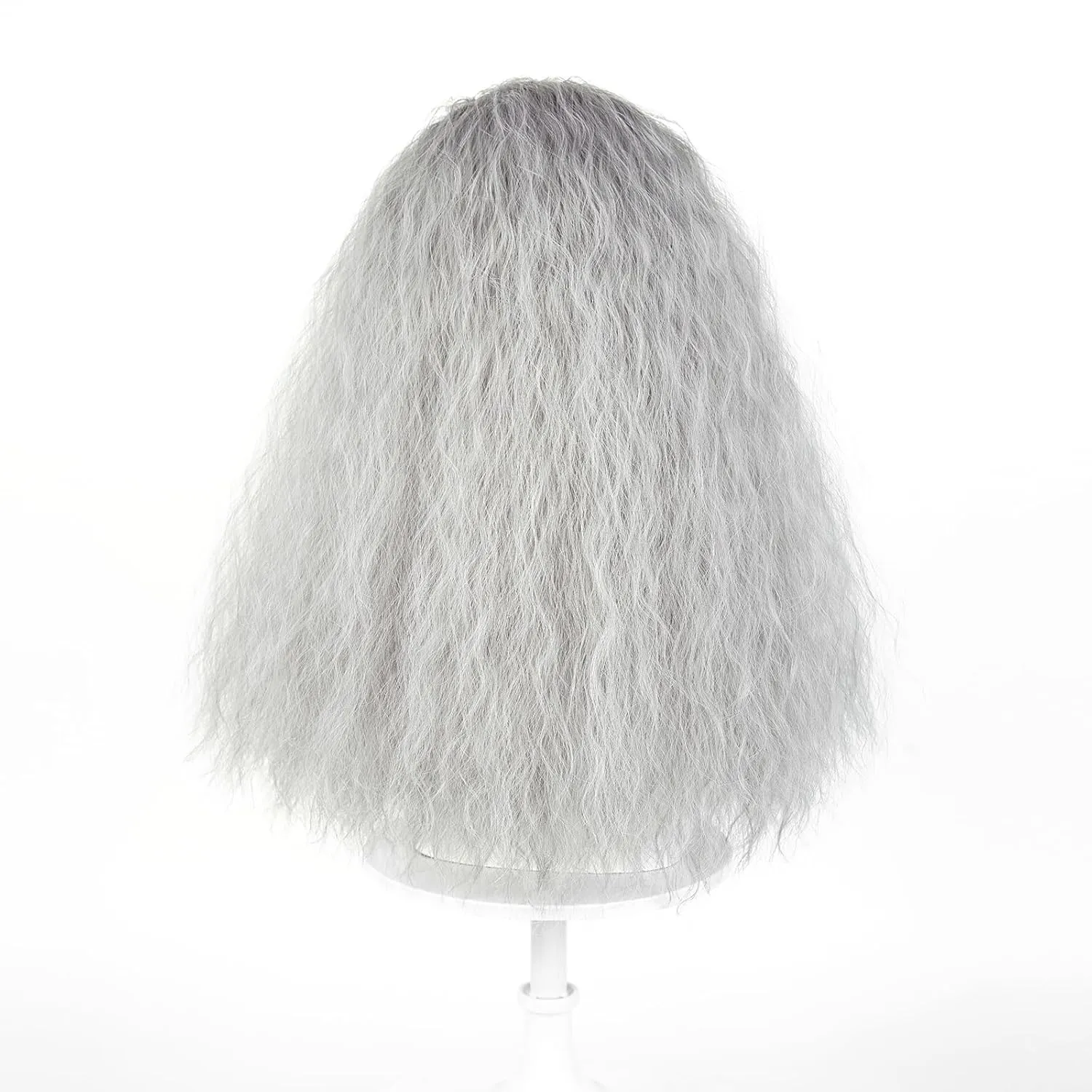 Aicos Grey Beard Set Wigs for Adults Long Gray Curly Wig with Beard for Christmas Halloween Costume Party