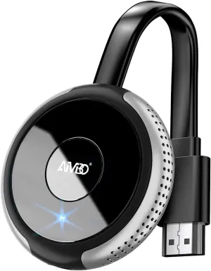 AIMIBO 4K Wireless Display Adapter, Plug and Play, 2.4G 5G HDMI Wireless Dongle for iOS Android Windows MacOS Phone Tablet Laptop to HDTV Monitor Projector, Support Airplay DLNA Miracast Silver