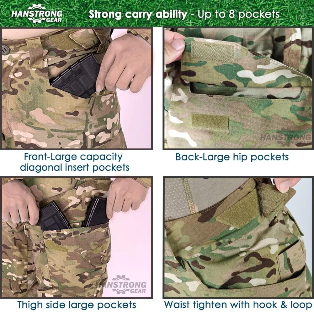 Airsoft Pants with Knee Pads Tatical Pants Men Combat Trousers Multiple Pocket Hook-and-Loop Adjuster