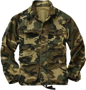 AKHKING Men's Camo Jacket M65 BDU Military Field Jacket Cotton Tactical Combat Army With Multi-Pockets Coat