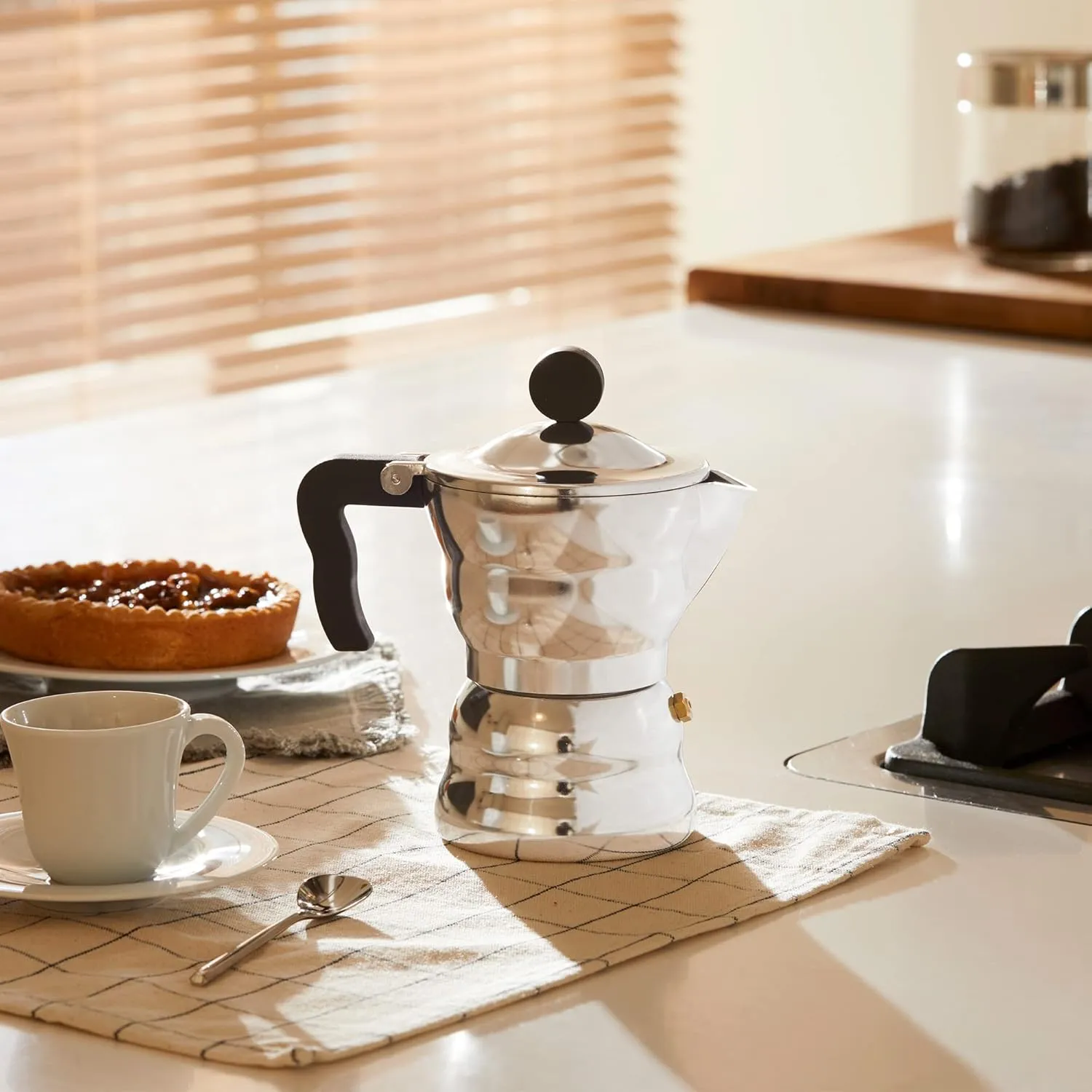 Alessi AAM33/3 - Design Espresso Coffee Maker, Aluminum and Thermoplastic Resin, 3 Cups, Black Handle