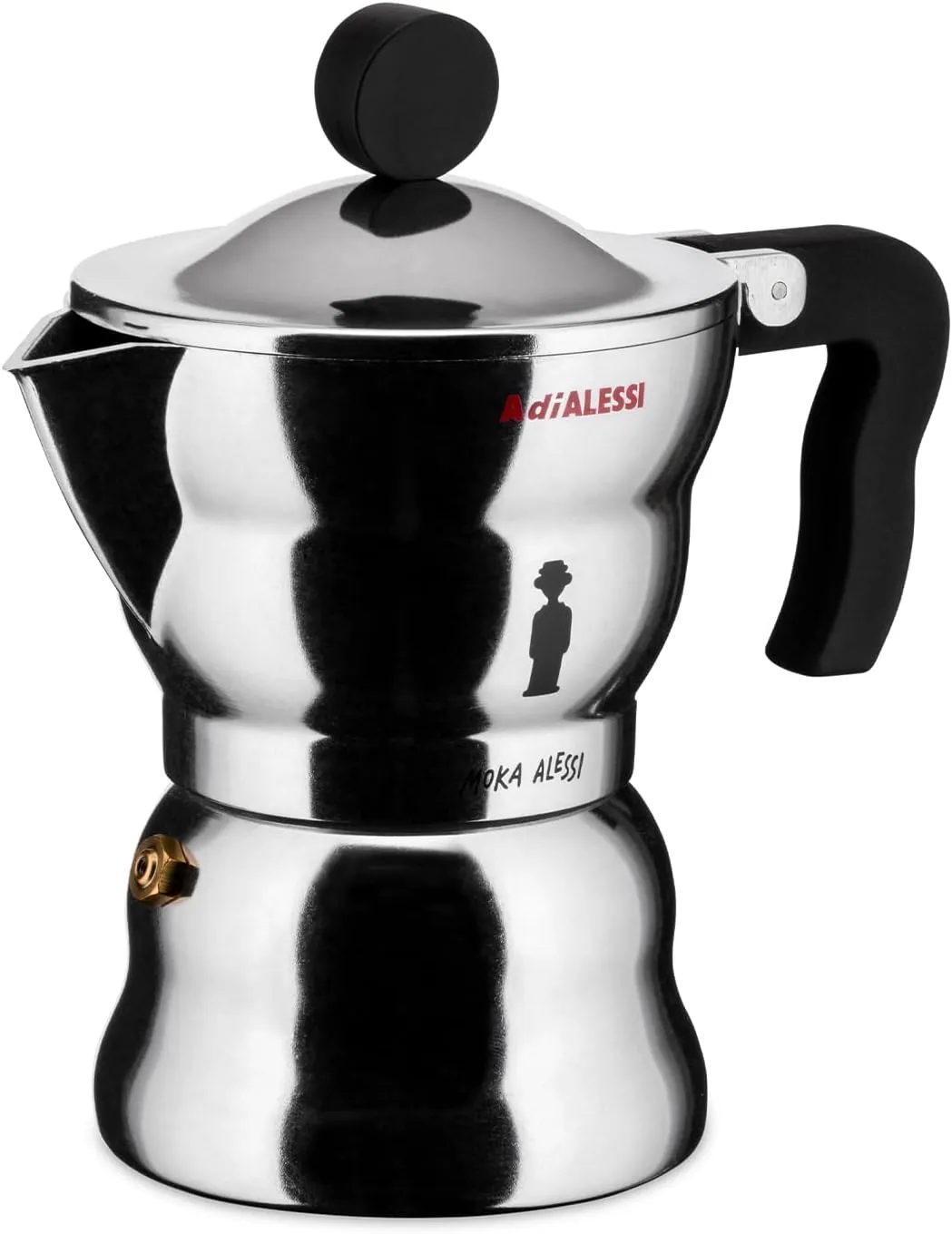 Alessi AAM33/3 - Design Espresso Coffee Maker, Aluminum and Thermoplastic Resin, 3 Cups, Black Handle
