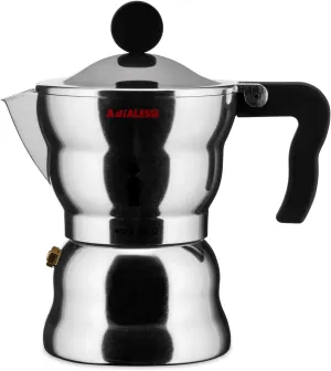 Alessi AAM33/3 - Design Espresso Coffee Maker, Aluminum and Thermoplastic Resin, 3 Cups, Black Handle