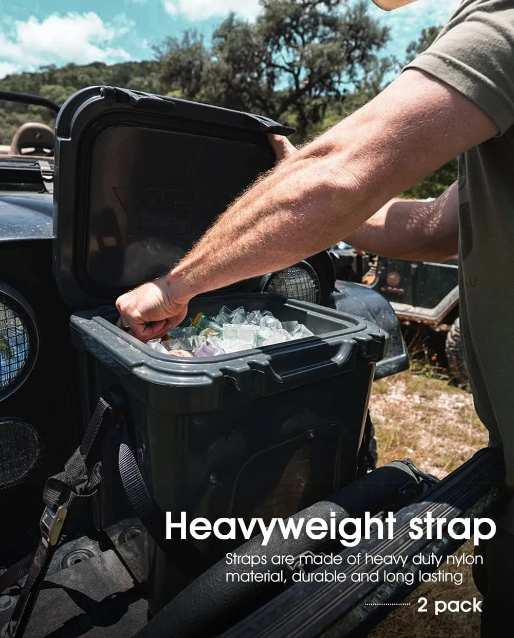 ALIENSX Cooler Tie Down Kit, Tie Down Straps for RTIC YETI Coolers, Cam Buckle Lashing Straps, Secure to Boats, Trailers, Trucks, ATVs and More, Prevent from Slipping