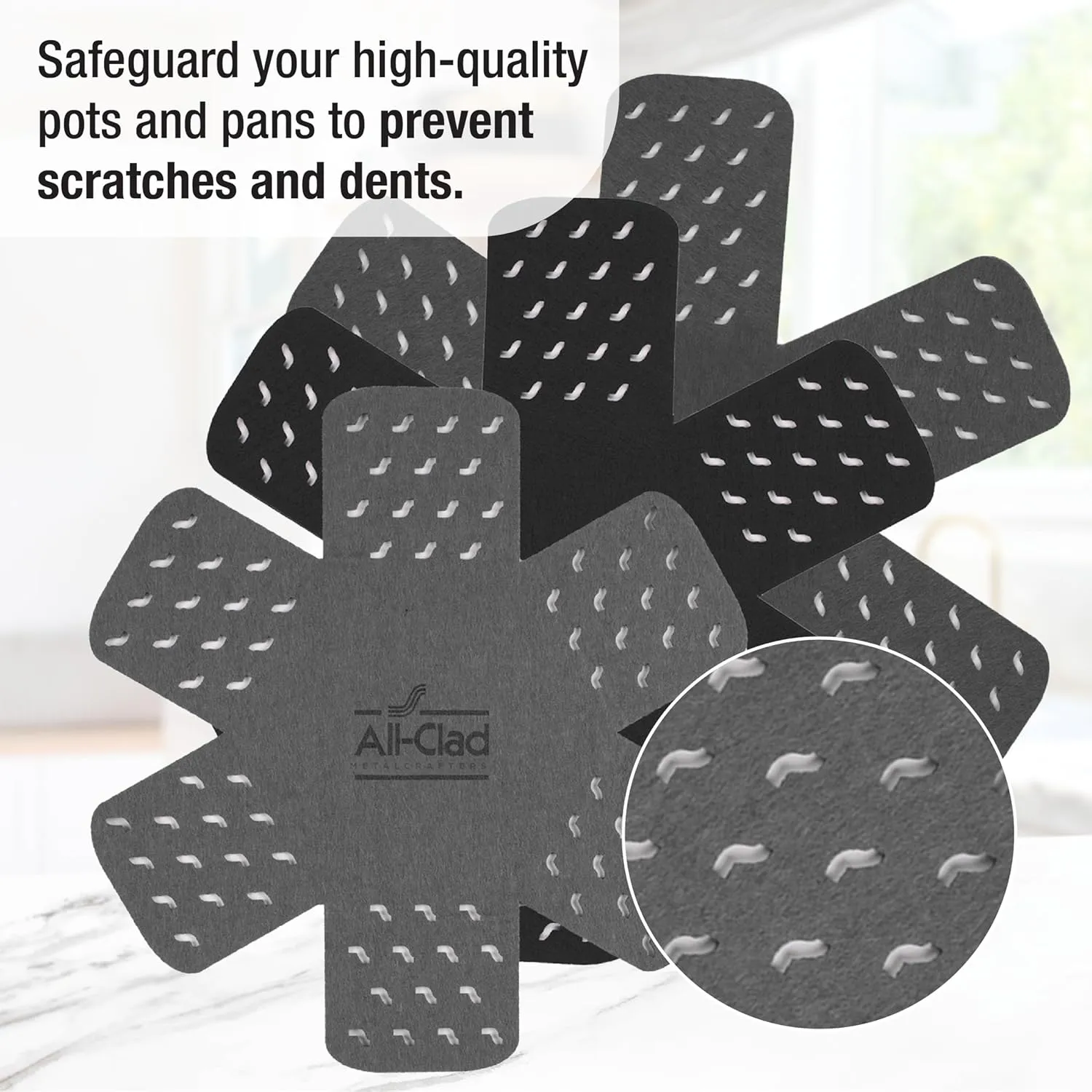 All-Clad Pot Protectors & Silicone Grip Set: Pot and Pan Protectors for Kitchen Organization, 100% Silicone Heat Resistant Grip Set, 8-Piece