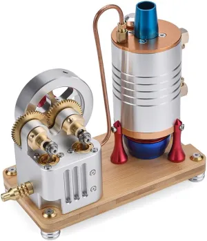 All-Metal Steam Engine Model Kit That Works, Vertical Dual-Cylinder Boiler Steam Engine Motor Kit That Runs DIY Mechanical Dynamically Science Toy for Engine Enthusiasts