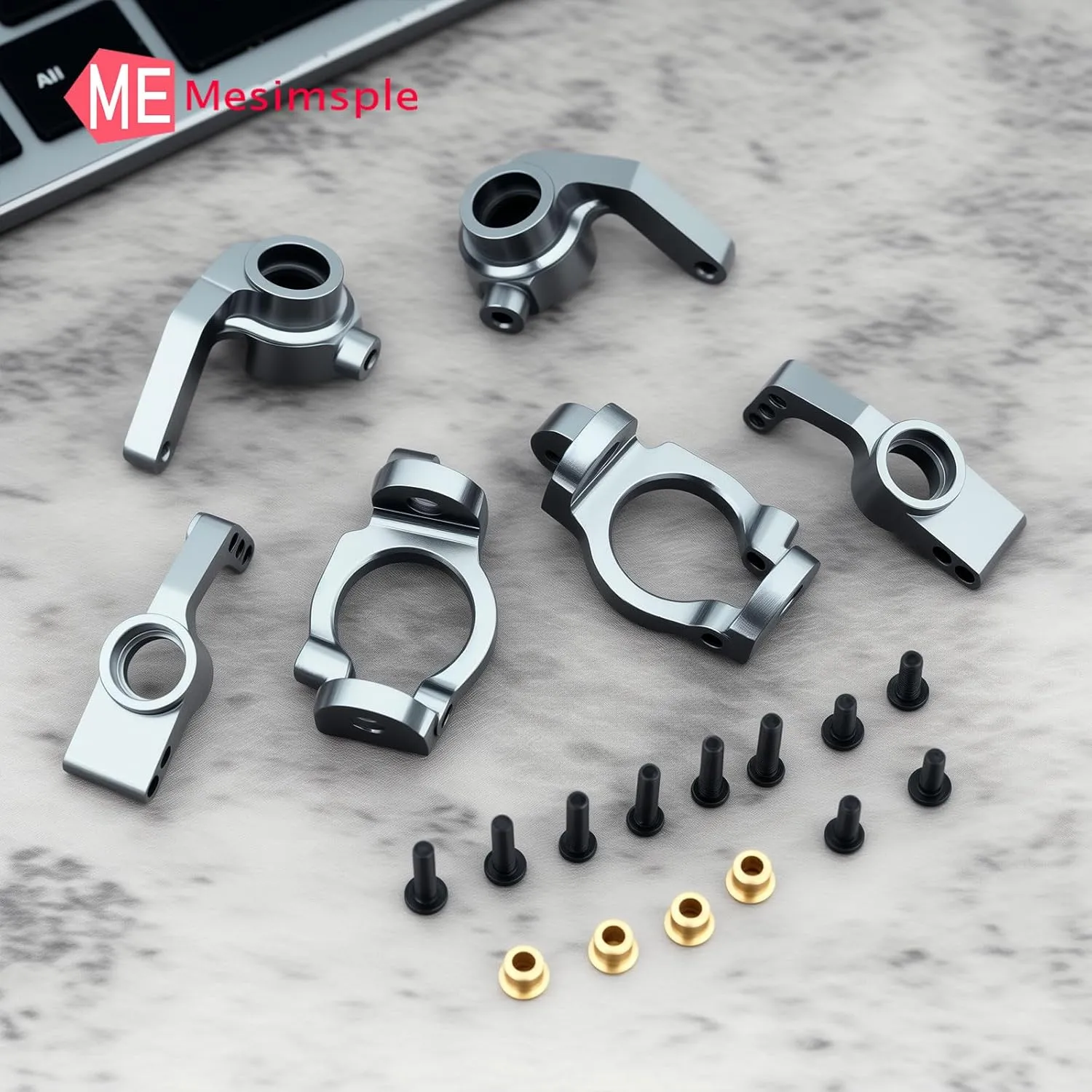 Alum Steering Blocks Knuckle & Caster Blocks Rear Stub Axle C Hub Carriers for 1/10 ZD Racing DBX-10 10427S 9106S Series Upgrade Parts Gray