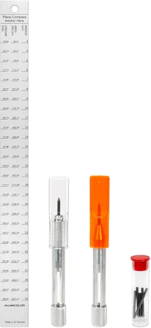 Alumicolor Aluminum Compass 12 inch Ruler Kit Tools for Geometry, Engineering, Drawing and Architecture