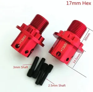 Aluminum Alloy 17mm Widen Wheel Hex Hub Drive Adaptor for ARRMA 1/8 Typhon Talion Kraton Senton 6S Replace AR310484 AR310592 - RED 2pcs