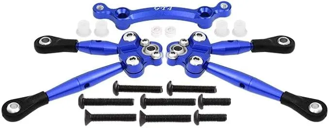 Aluminum Front Tie Rods With Stabilizer For C Hub For 1/10 Traxxas Ford GT 4-Tec 2.0 83056-4/4-Tec 3.0 93054-4 - 3Pc Set Blue