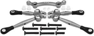 Aluminum Front Tie Rods with Stabilizer for C Hub for 1/10 Traxxas Ford GT 4-Tec 2.0 83056-4/4-Tec 3.0 93054-4 - 3Pc Set Gray Silver