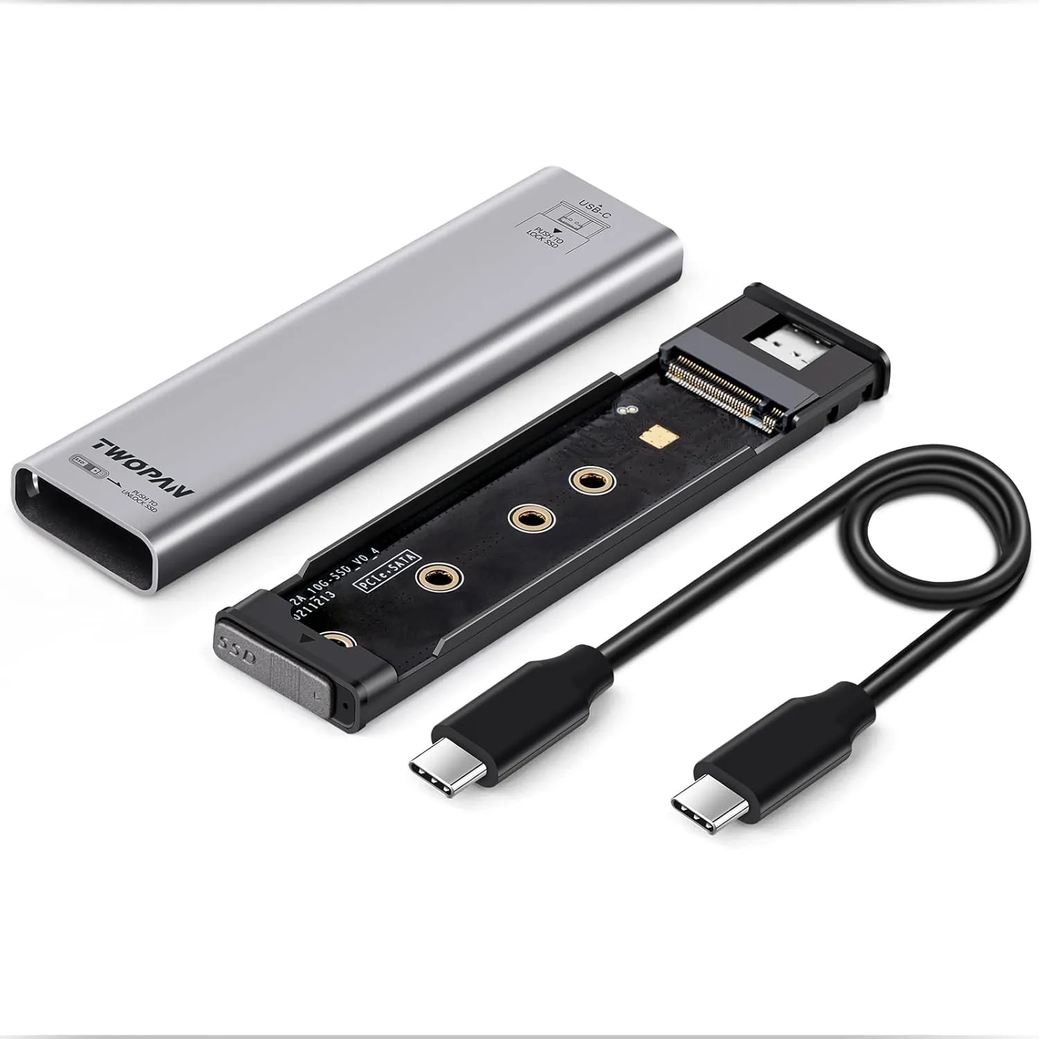 Aluminum M.2 NVMe SATA SSD Enclosure, Tool-Free USB 3.2 Gen 2 (10Gbps) NVMe to USB C Adapter, External SSD Case for 2230/2242/2260/2280, Compatible with iPhone 16/15, MacBook, iMac and More