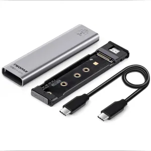 Aluminum M.2 NVMe SATA SSD Enclosure, Tool-Free USB 3.2 Gen 2 (10Gbps) NVMe to USB C Adapter, External SSD Case for 2230/2242/2260/2280, Compatible with iPhone 16/15, MacBook, iMac and More