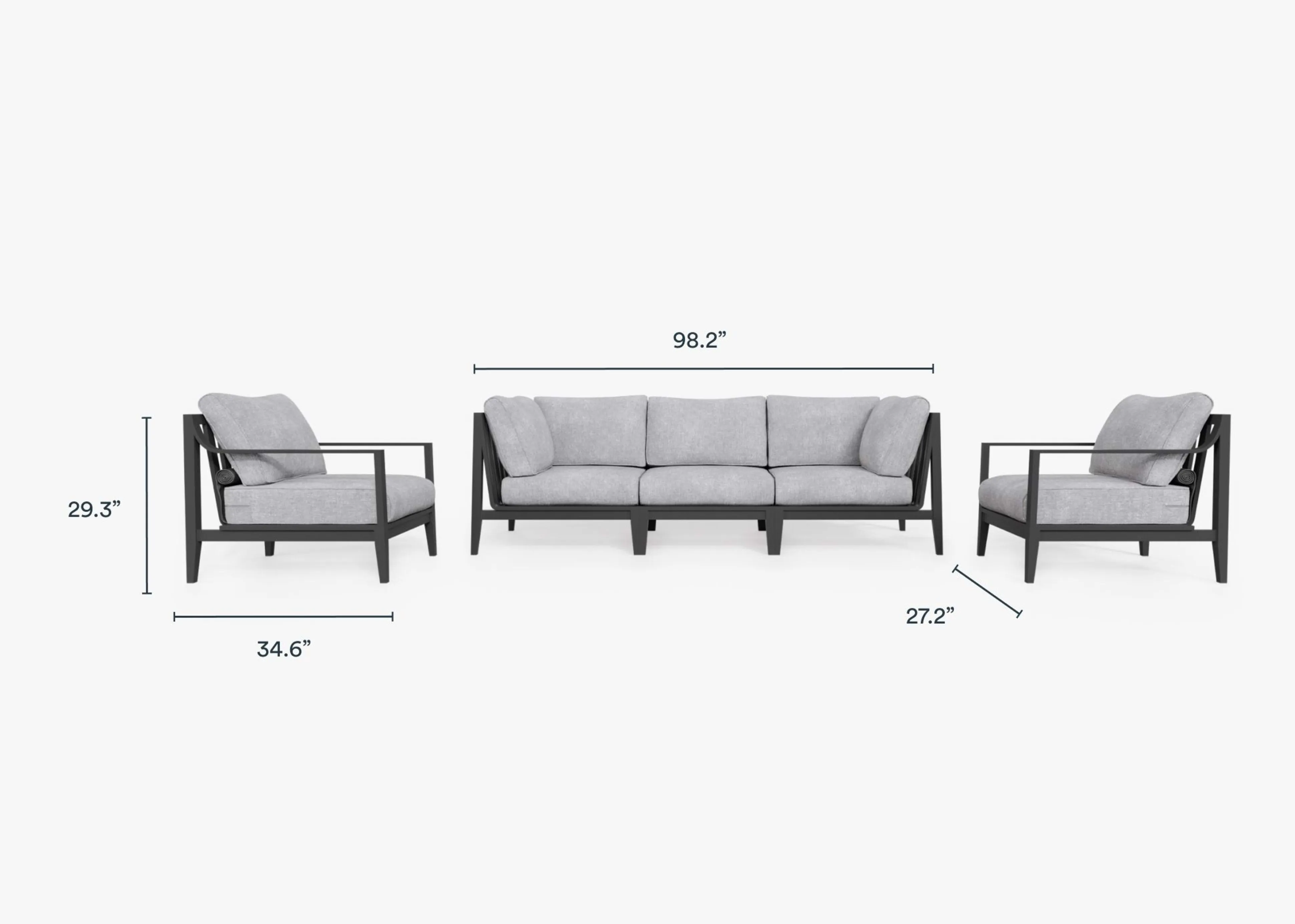 Aluminum Outdoor Sofa with Armchairs - 5 Seat By Outer
