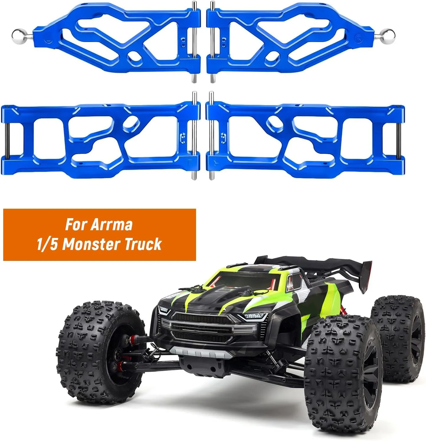 Aluminum Suspension Arms Set Front Lower & Rear Lower for Arrma Kraton 8S Upgrades, fit Outcast 8S BLX, Replaces ARA330589 ARA330590 (Blue)