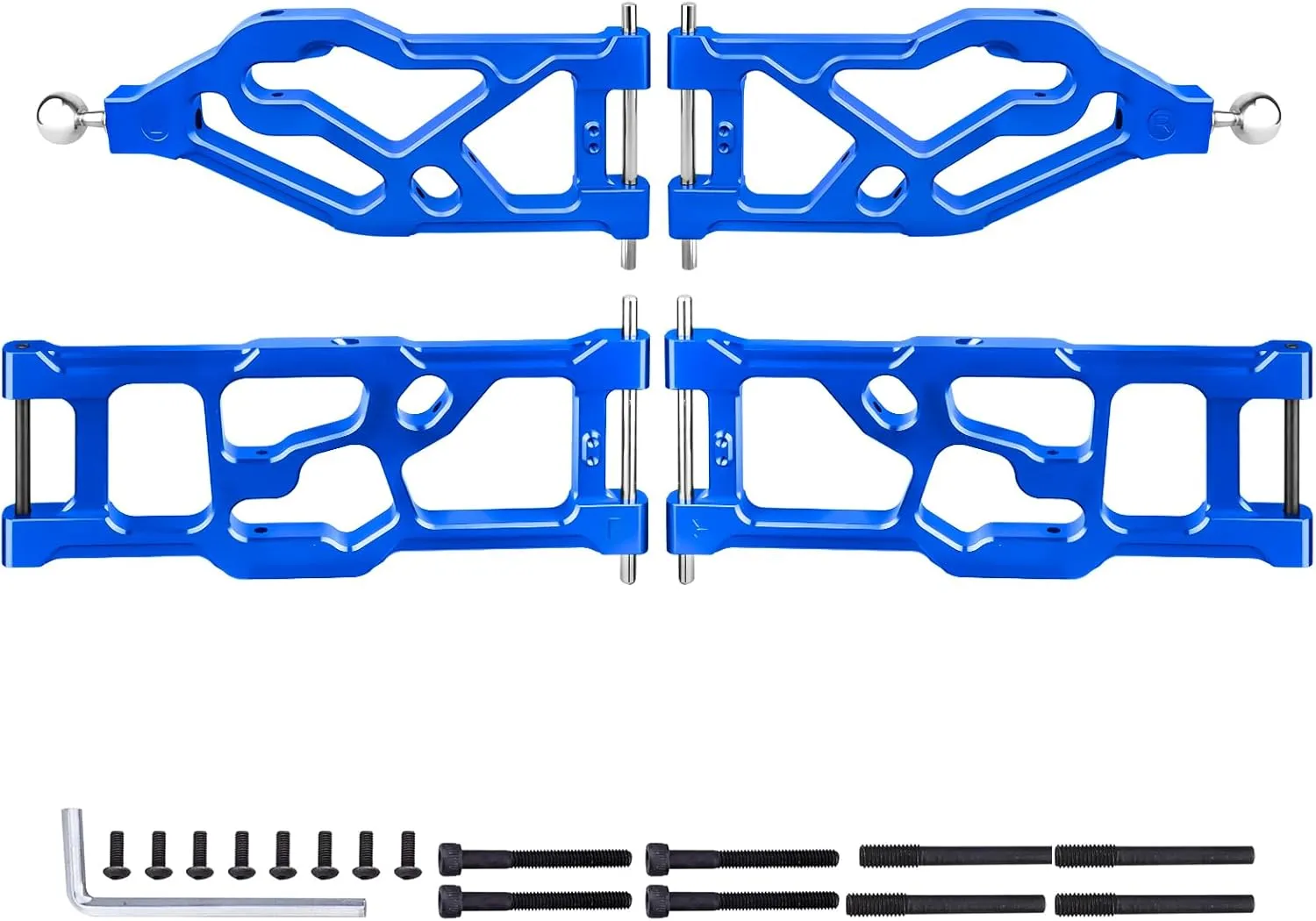 Aluminum Suspension Arms Set Front Lower & Rear Lower for Arrma Kraton 8S Upgrades, fit Outcast 8S BLX, Replaces ARA330589 ARA330590 (Blue)