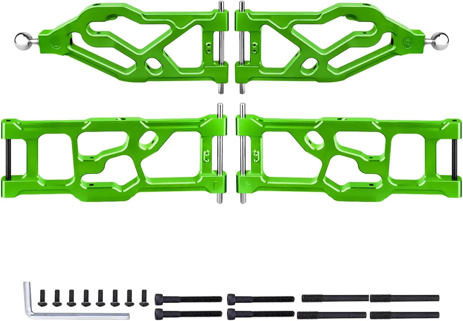 Aluminum Suspension Arms Set Front Lower & Rear Lower for Arrma Kraton 8S Upgrades, fit Outcast 8S BLX, Replaces ARA330589 ARA330590 (Green)