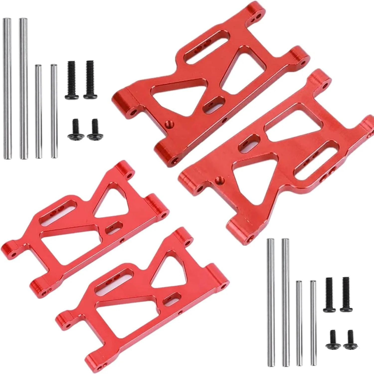 Aluminum WLtoys 144001 Front&Rear Swing Arm Set Upgrade Part for WLtoys 144001 1/14 4WD RC Car(Red)