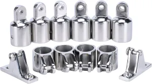 Amarine-made 3 Bow Bimini Top Fittings Fit 7/8" ， Bimini Top, LeaningTech, Boat Stainless Steel Jaw Slide Cap Fittings Marine Hardware Set