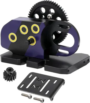 AMK 1/10 Transmission, 2Low Differential Gearbox with Skid Plate SCX10 Transmission for LCG Chassis Kit 1/10 RC Crawler Axial SCX10 II DIY LCG Chassis SCX10 Upgrades (Purple & Black)