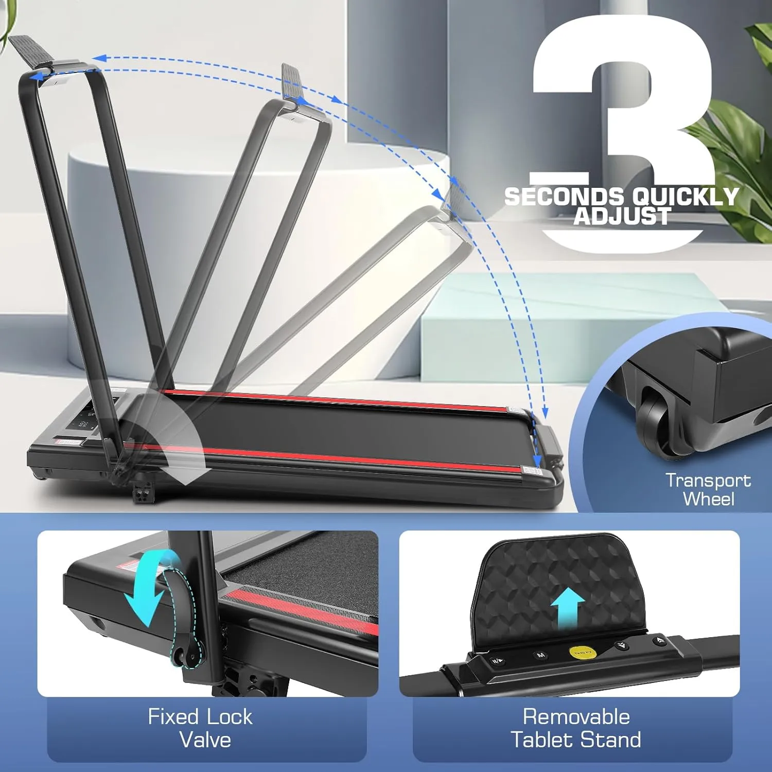 ANCHEER Treadmills, 3 in 1 Folding Treadmill with Incline, Walking Pad Treadmill Under Desk for Home Office, Portable Treadmill with Remote Control, Quiet and Powerful, Installation-Free