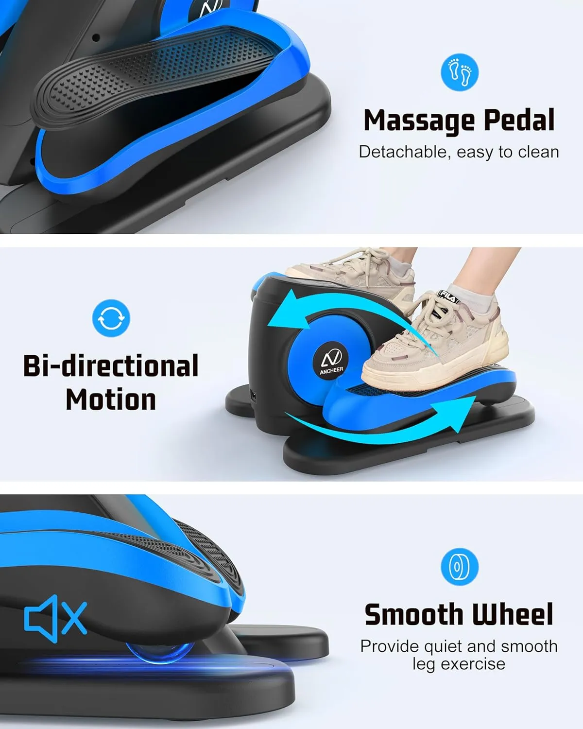 ANCHEER Under Desk Elliptical Machine, Electric Ellipse Leg Exerciser for Seniors with Remote Control, Quiet & Compact Pedal Exerciser, Manual & Auto Mode for Home and Office Use