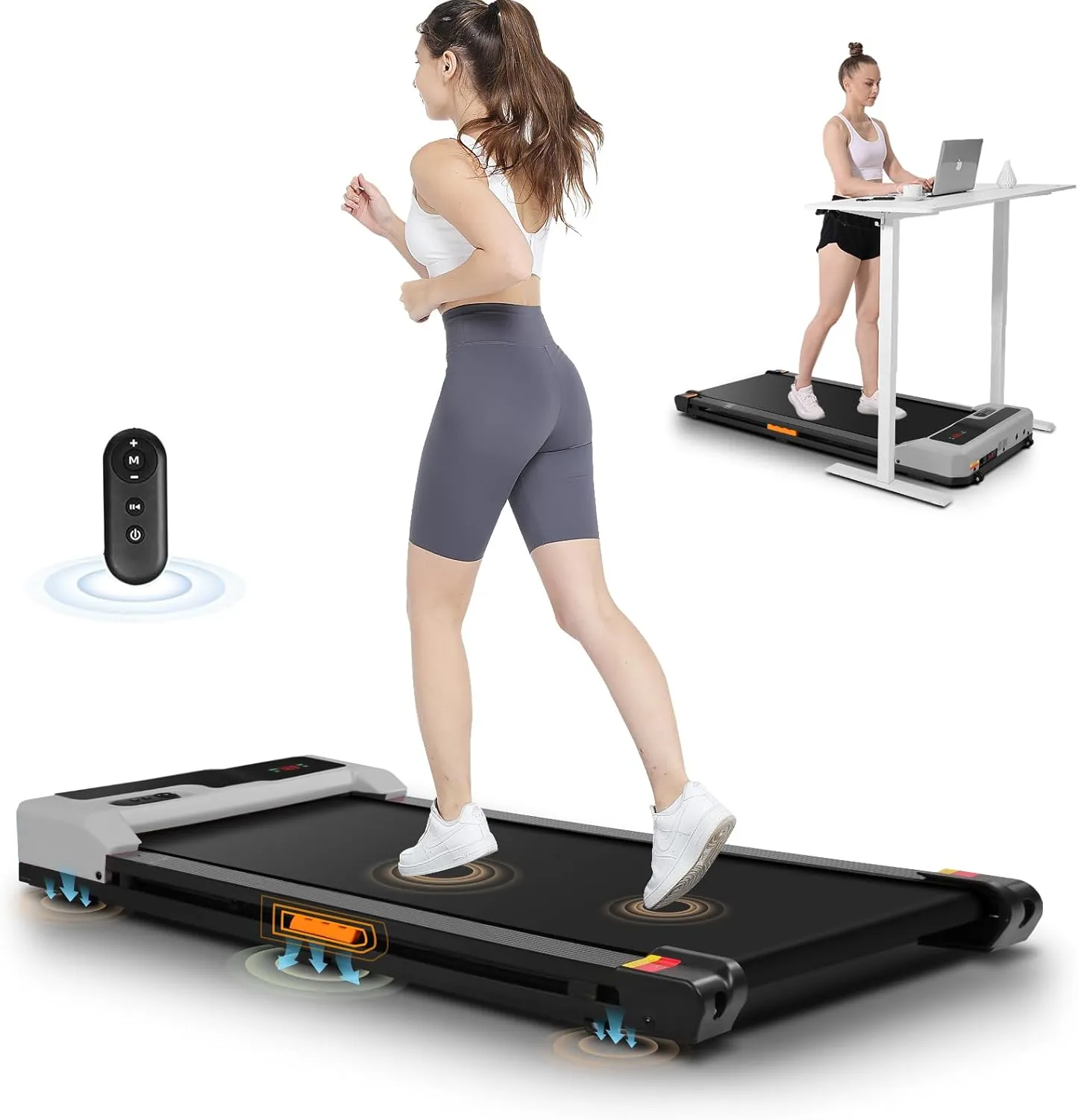 ANCHEER Under Desk Treadmill, 2.5HP Walking Pad Treadmill with Remote Control, Portable Compact Walking Treadmill for Home/Office/Gym, Installation-Free