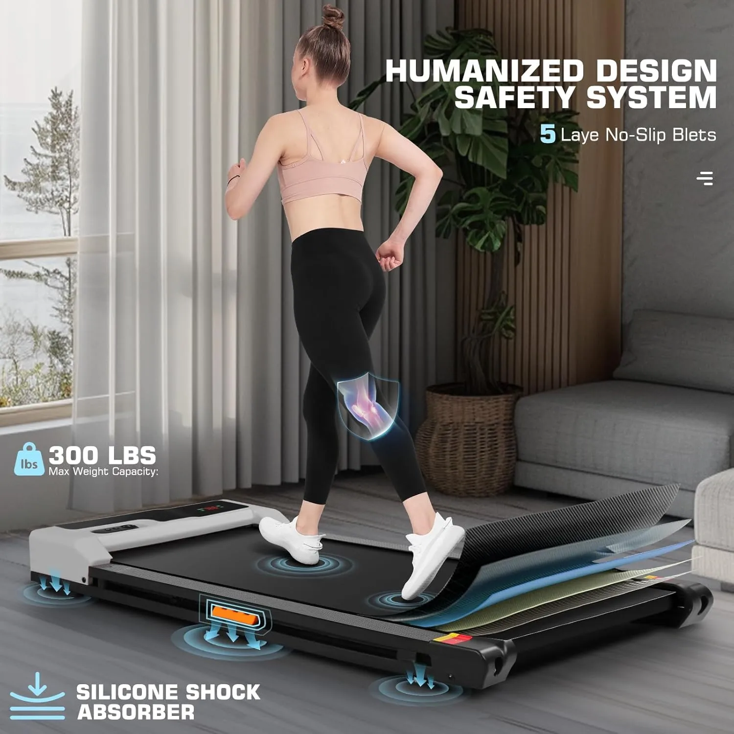 ANCHEER Under Desk Treadmill, 2.5HP Walking Pad Treadmill with Remote Control, Portable Compact Walking Treadmill for Home/Office/Gym, Installation-Free