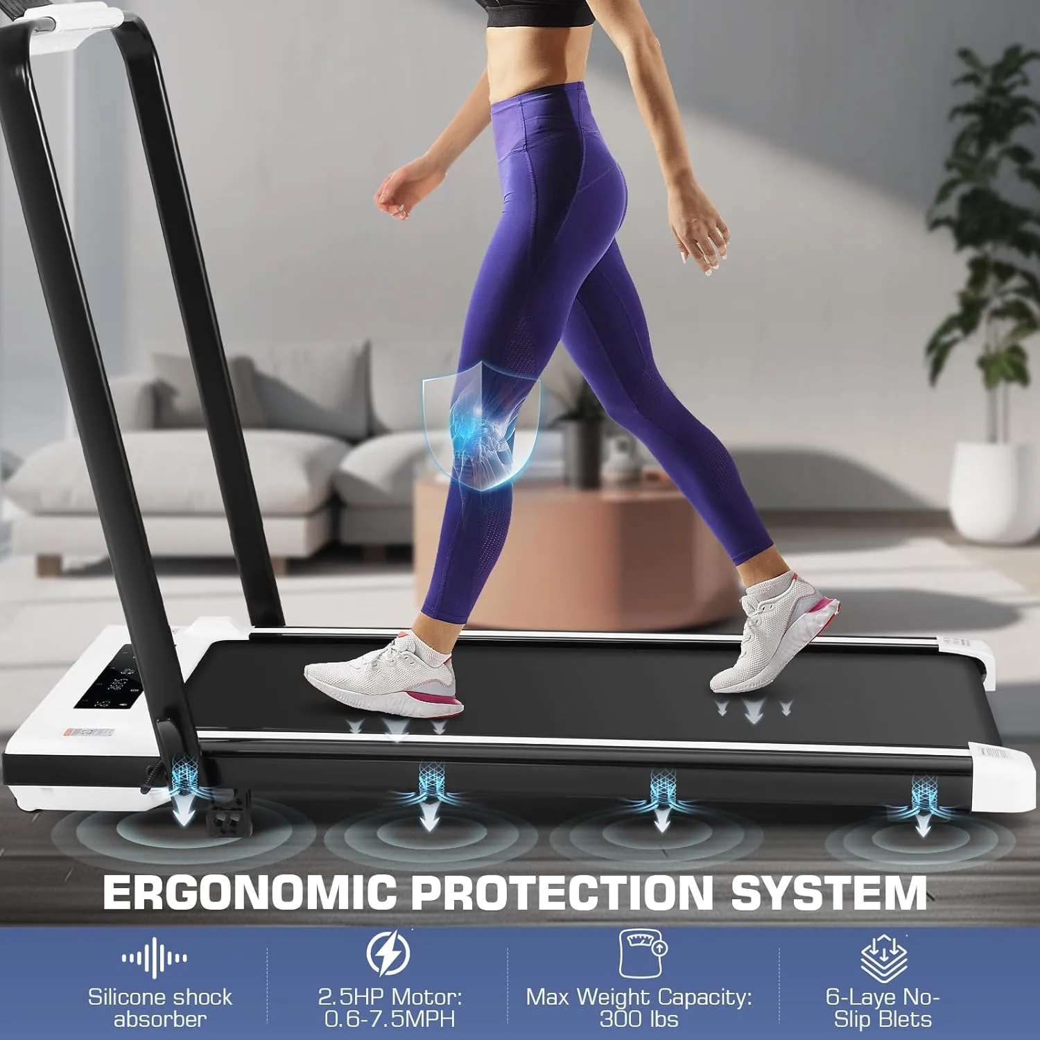 ANCHEER Under Desk Treadmill with Incline, 3 in 1 Walking Pad with Remote Control, 2.5HP Folding Treadmill for Home, 300lbs Weight Capacity Quiet Jogging Running Electric Machine