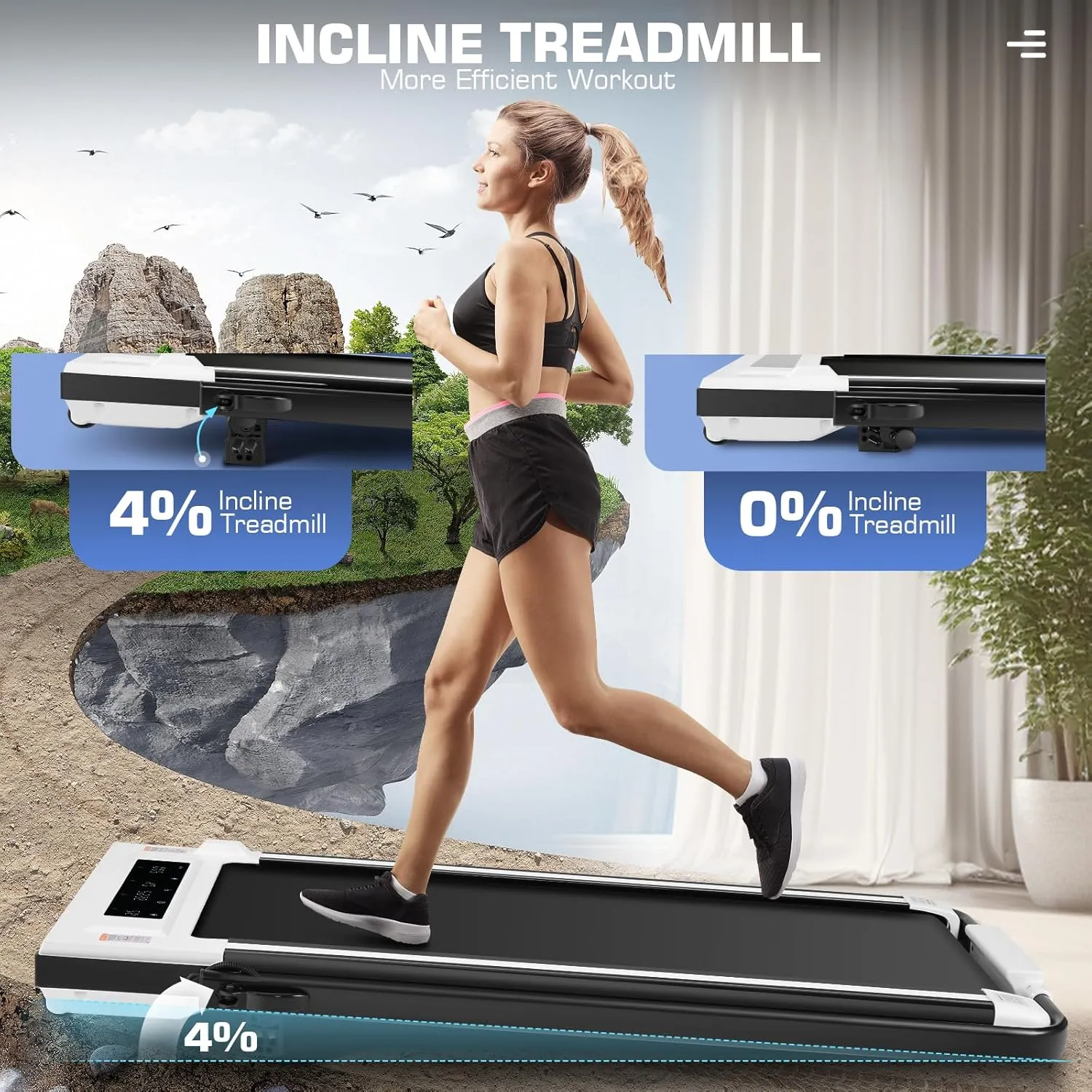 ANCHEER Under Desk Treadmill with Incline, 3 in 1 Walking Pad with Remote Control, 2.5HP Folding Treadmill for Home, 300lbs Weight Capacity Quiet Jogging Running Electric Machine