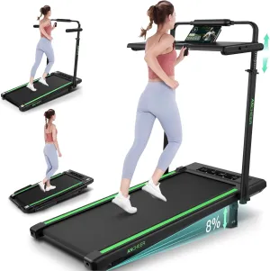 ANCHEER Walking Pad Treadmill with Incline&Adjustable Height,4 in 1 Under Desk Treadmills with Removable Desk Workstation,Foldable Treadmill for Home 300lbs Max,3 Type Control,Installation-Free