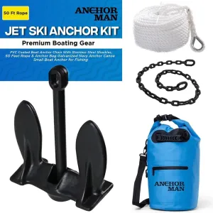 Anchor-Man Folding Kayak Complete Anchor Kit, Stainless Steel Shackles, Mushroom Anchor with 25 Feet Rope, Jet Ski Anchor Kit, Galvanized Navy Anchor Canoe Small Boat Anchor for Fishing