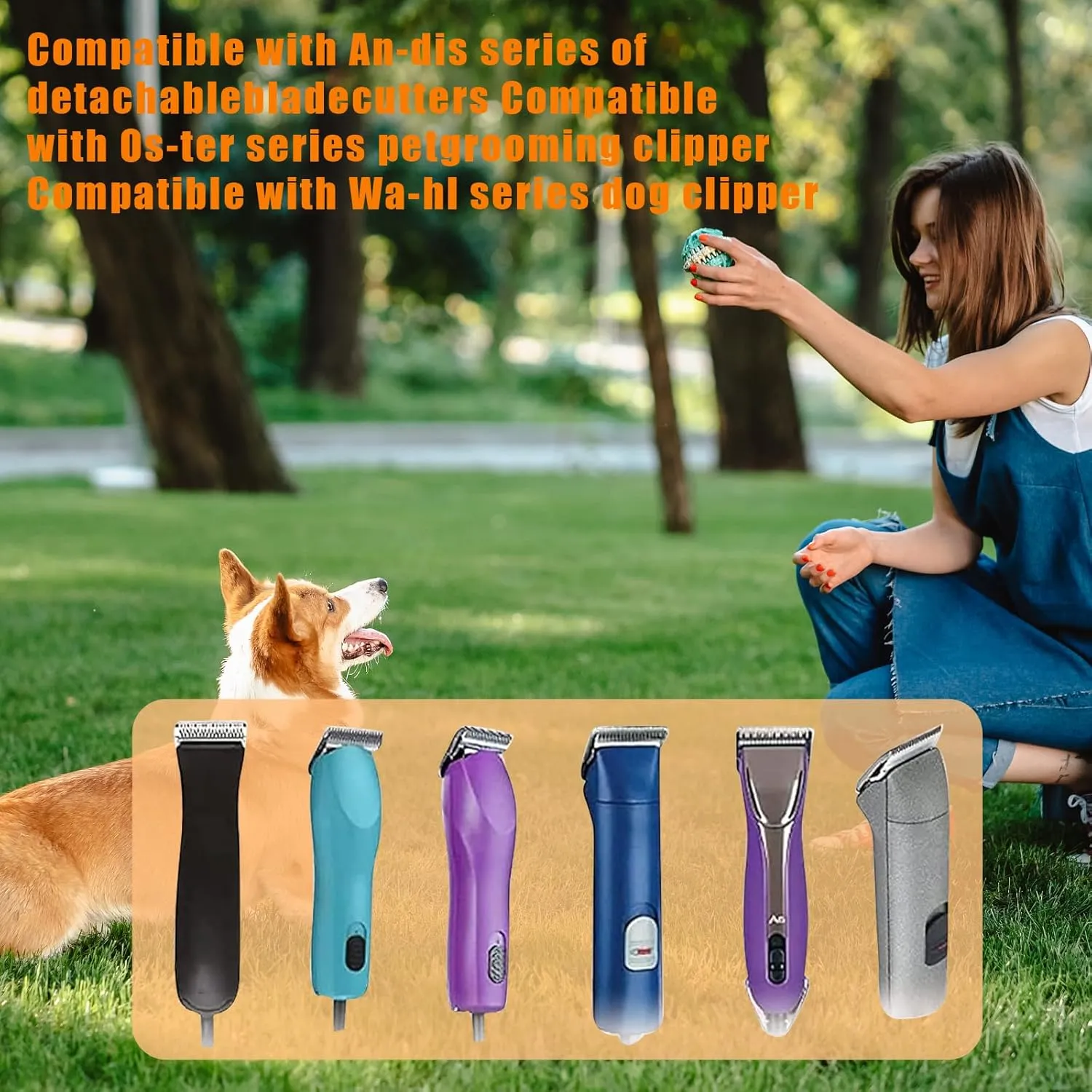 Andis/Oster A5/Wahl KM-10 Series Compatible 6PCS Detachable Dog Clipper Blades (Gold-#10, 30, 40, 4FC, 5FC, 7FC)