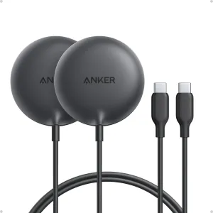 Anker Zolo Magnetic Wireless Charger, 2-Pack Qi2 Certified 15W MagSafe-Compatible Wireless Charging Pad, for iPhone 16/15/14/13 Series, AirPods, and More (Adapter Not Included) (Black, 2 Pack)
