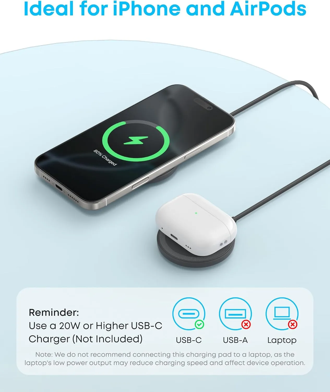 Anker Zolo Magnetic Wireless Charger, 2-Pack Qi2 Certified 15W MagSafe-Compatible Wireless Charging Pad, for iPhone 16/15/14/13 Series, AirPods, and More (Adapter Not Included) (Black, 2 Pack)