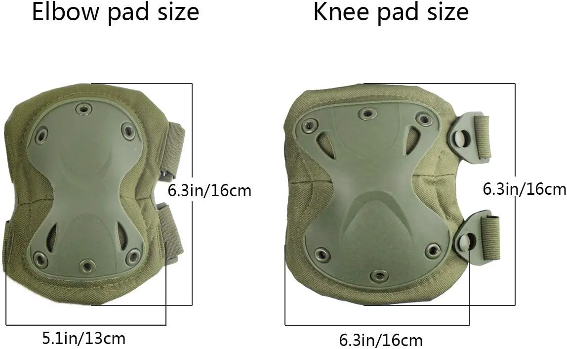 AOUTACC Tactical Combat Knee & Elbow Protective Pads Set for Outdoor CS Paintball Game Cycling Safety Skateboarding Gear Skates Knee Protection Guard Pads