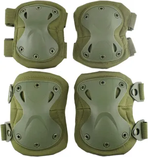 AOUTACC Tactical Combat Knee & Elbow Protective Pads Set for Outdoor CS Paintball Game Cycling Safety Skateboarding Gear Skates Knee Protection Guard Pads