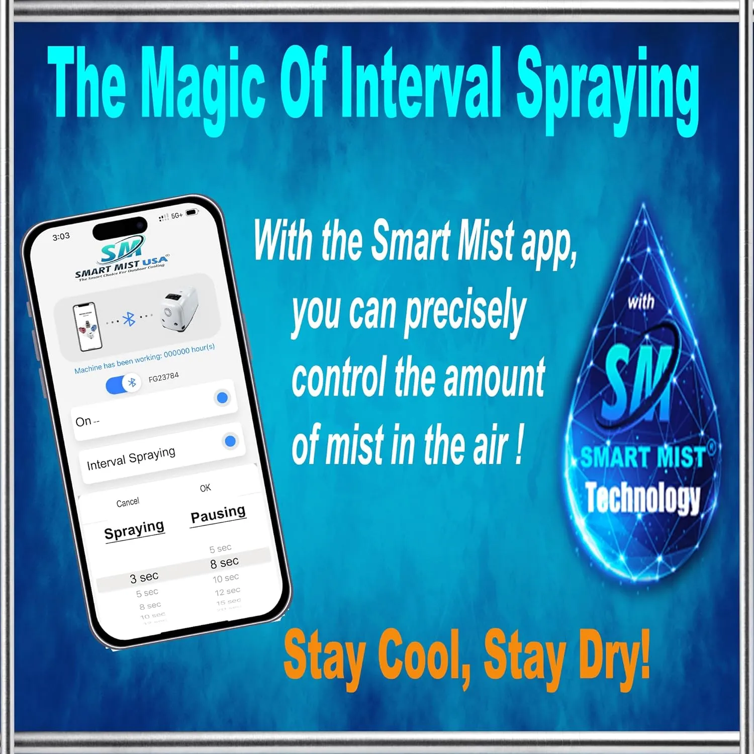 App Controlled High Pressure Misting Mister System Kit 1000 PSI Stainless Steel Tubing DIY Patio Greenhouse (60' w/ 30-006" Nozzles for Most Hot Climates, Stainless Steel Tubing)