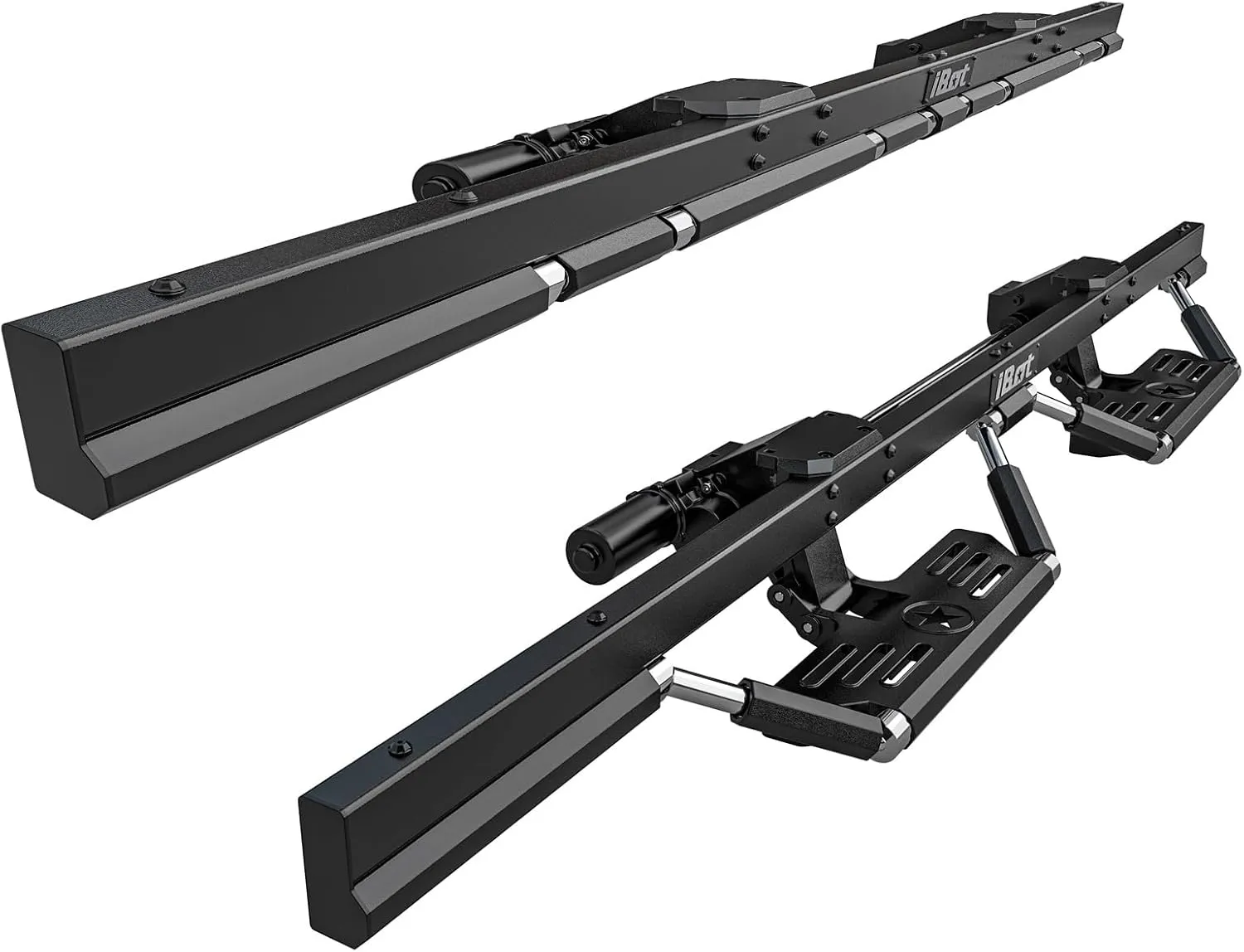 APS iBot Power Drop Steps - Robotic Retractable Running Boards for Ford F-150 2015-2020 Extended Cab Automatic Power Side Steps, Stainless Steel Frame & Aluminum Steps, Triple Layer Black Finish