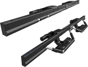 APS iBot Power Drop Steps - Robotic Retractable Running Boards for Ford F-150 2015-2020 Extended Cab Automatic Power Side Steps, Stainless Steel Frame & Aluminum Steps, Triple Layer Black Finish