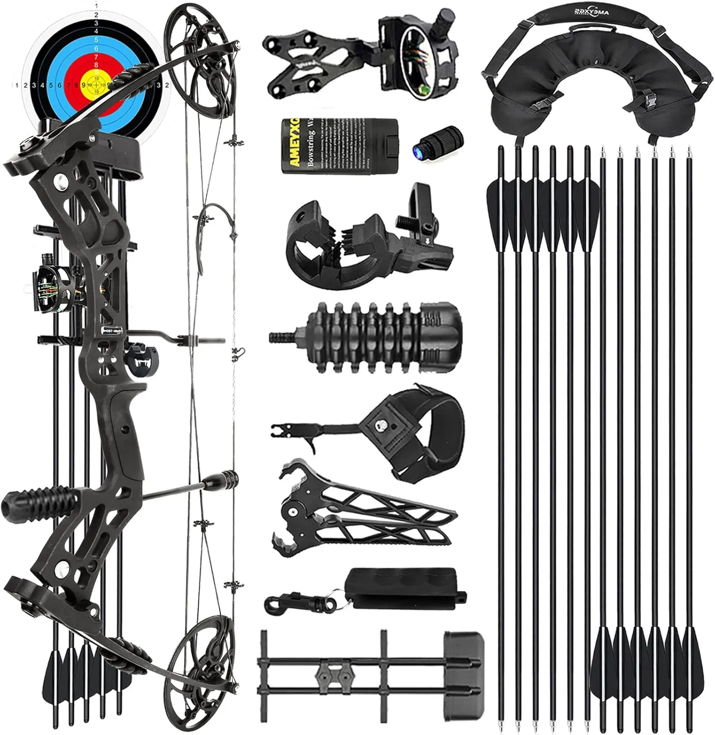 Archery Hunting Compound Bow Kit RTH 30-70 LBS Draw Length 23.5"-31", IBO 325FPS, Target Shooting Bow with Accessories for Bowfishing Archery Hunting