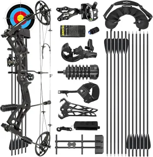 Archery Hunting Compound Bow Kit RTH 30-70 LBS Draw Length 23.5"-31", IBO 325FPS, Target Shooting Bow with Accessories for Bowfishing Archery Hunting