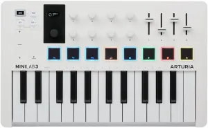 Arturia MiniLab 3 — 25 Key USB MIDI Keyboard Controller With 8 Multi-Color Drum Pads, 8 Knobs and Music Production Software Included