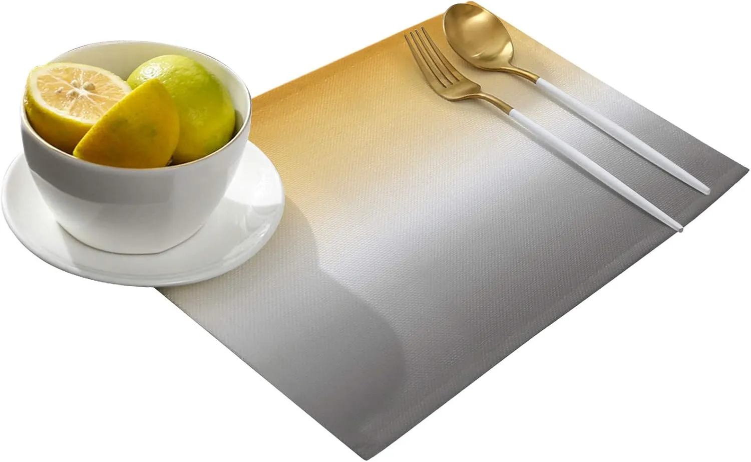Artwork Store Yellow Grey Placemats Set of 6, Cotton Linen Heat Resistant Table Mats Non-Slip Washable Yellow Grey Ombre Placemat for Holiday Banquet Dining Table Kitchen Decor…