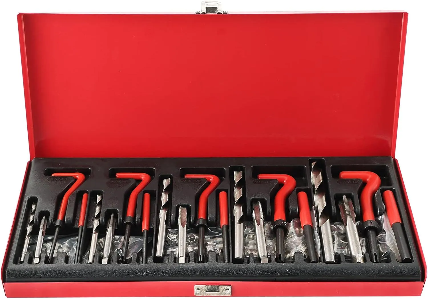 ATPEAM 131PCS Thread Repair Kit with HSS Drill Bits, Taps & Inserts for M5-M12 Screw Holes