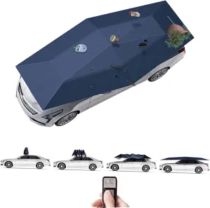 Automatic Car Umbrella Sun Shade Cover Remote Control, Foldable Car Roof Top Umbrella Tent Sunshade Universal Portable Electric Movable Carport Outdoor Car Protection (205 inch)