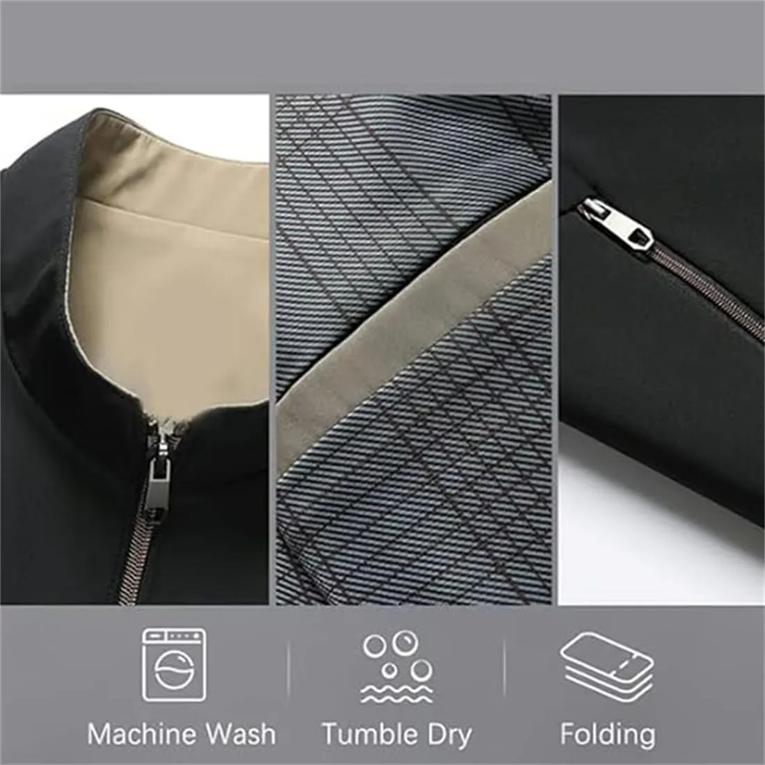Aviation Men's Standing Collar Zipper Casual Jacket, Aviationp Men's Lightweight Zip Up Jacket Blazer With Pocket