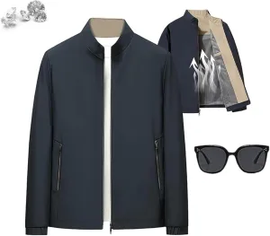 Aviation Men's Standing Collar Zipper Casual Jacket, Aviationp Men's Lightweight Zip Up Jacket Blazer With Pocket