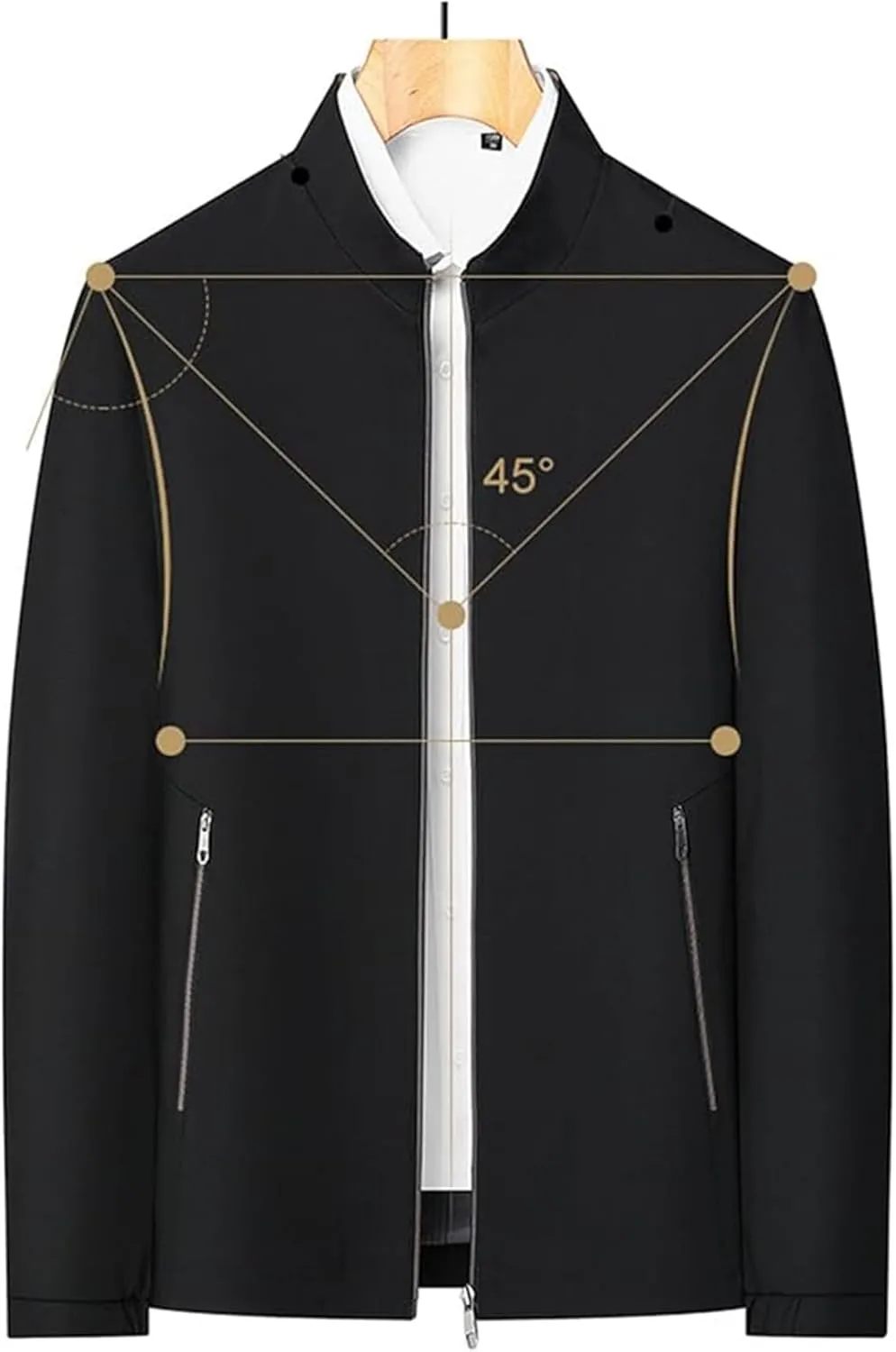 Aviation Men's Standing Collar Zipper Casual Jacket, Aviationp Men's Lightweight Zip Up Jacket Blazer With Pocket
